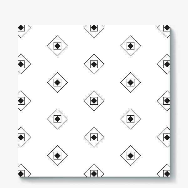 Холст &laquo;Black & White Rhombus & Squares Pattern&raquo;