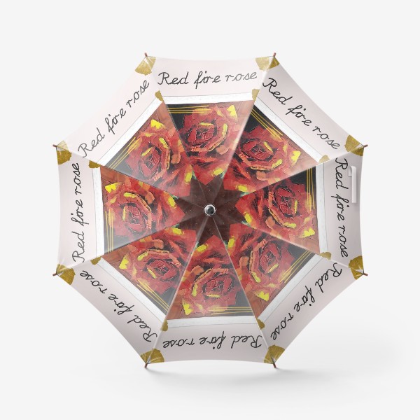 Зонт «Коллаж красная огненная роза. Холст, масло, мастихин»