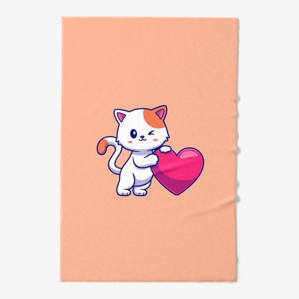 Полотенце «Котенок с сердечком»