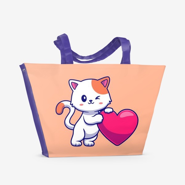 Пляжная сумка «Котенок с сердечком»