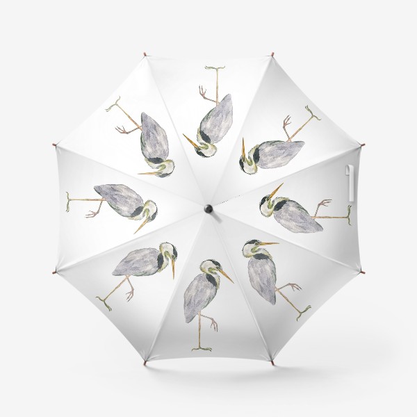Зонт «Серая цапля акварелью»