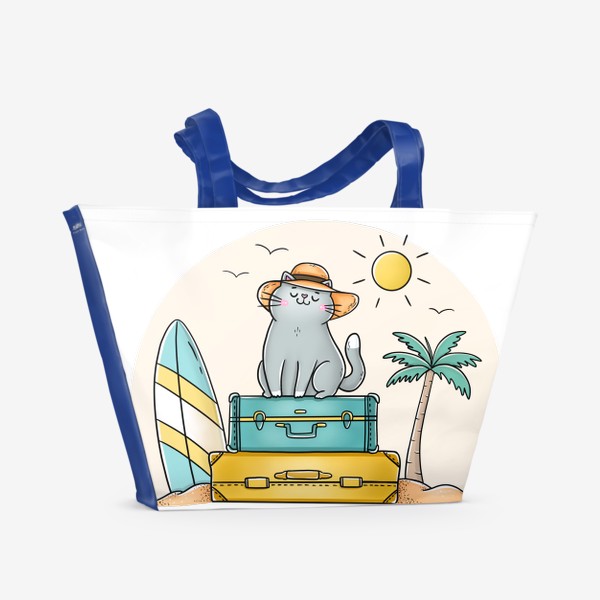 Пляжная сумка «Кот на чемоданах »