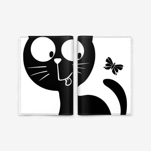 Обложка для паспорта «Котик с бабочкой»