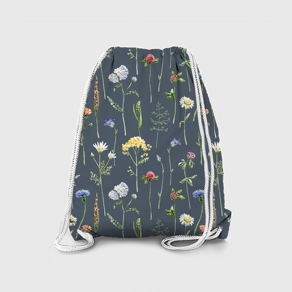 Рюкзак «Полевые цветы на темном фоне, Луговые цветы»