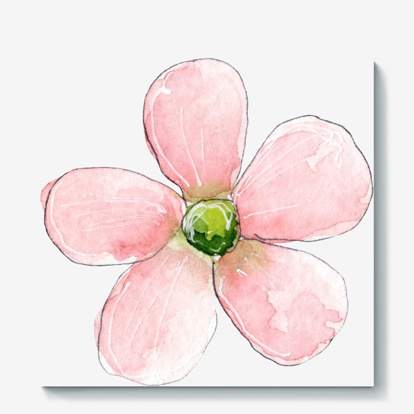 Холст «Простой розовый цветок, Цветочный принт»