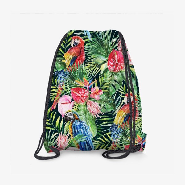 Рюкзак «Тропический принт какаду в цветах»