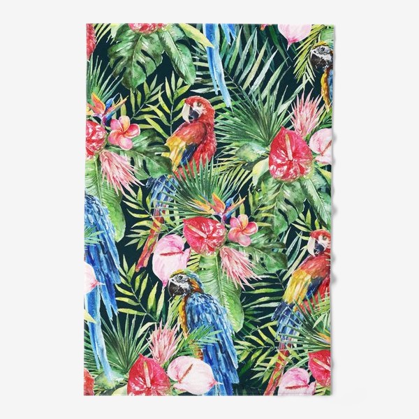 Полотенце «Тропический принт какаду в цветах»