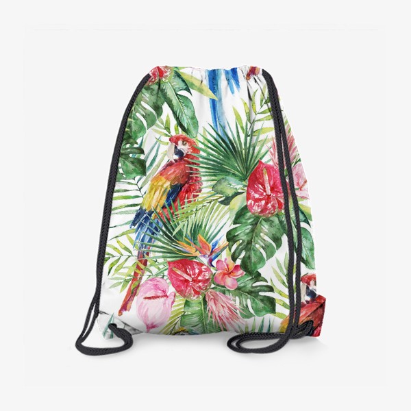 Рюкзак «Тропический принт какаду в цветах»