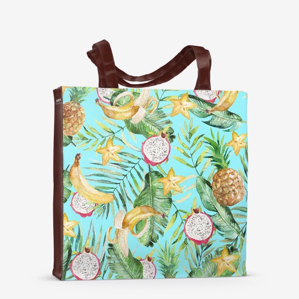 Сумка-шоппер «Тропический принт бананы и фрукты, пальмовые листья»