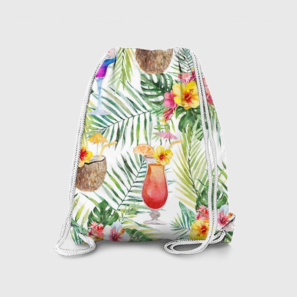 Рюкзак «Тропический принт коктейли и пальмовые листья»