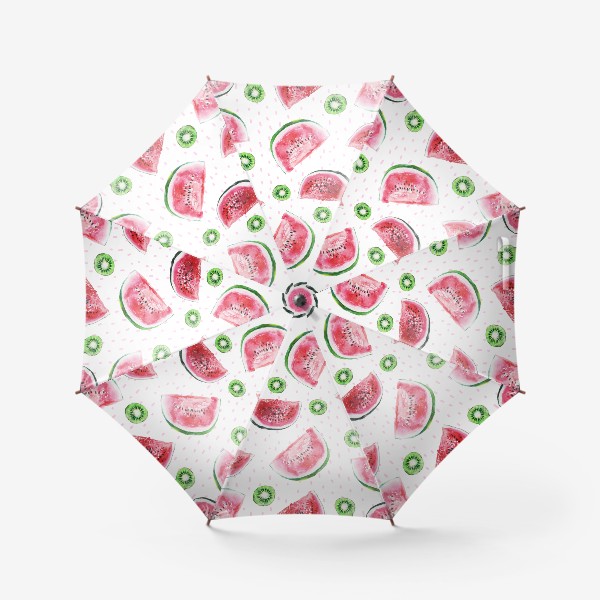Зонт «Тропический принт арбуз и киви акварель»