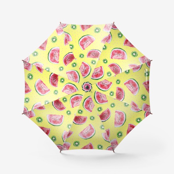 Зонт «Тропический принт арбуз и киви акварель»