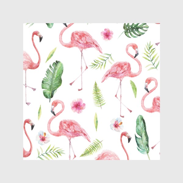 Скатерть «Тропический принт розовый фламинго и пальмовые листья»