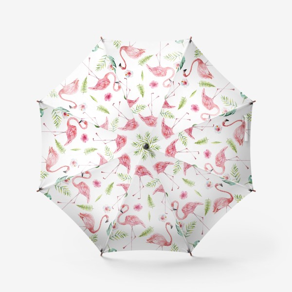 Зонт «Тропический принт розовый фламинго и пальмовые листья»