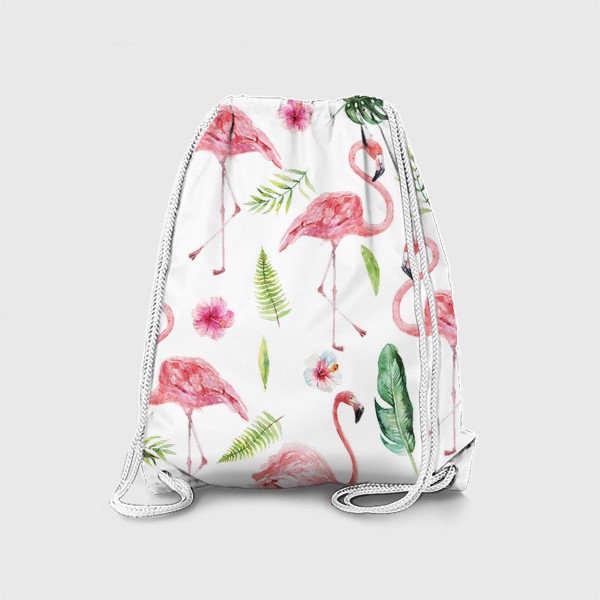 Рюкзак «Тропический принт розовый фламинго и пальмовые листья»