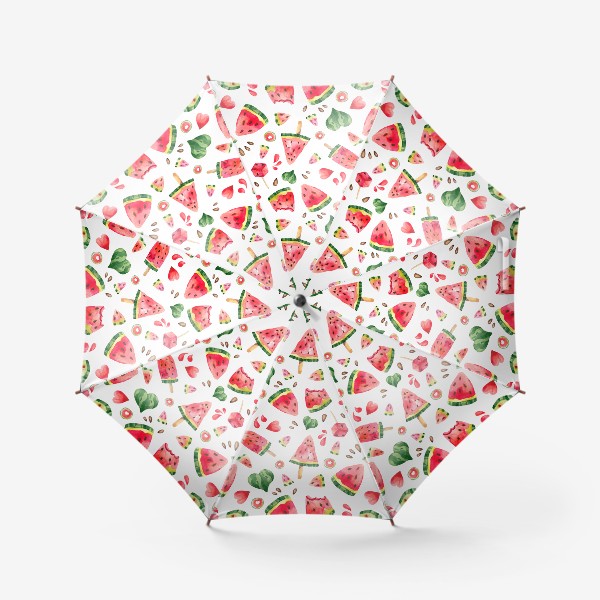 Зонт «Арбузное настроение. Фруктовое мороженое и сочные ломтики спелого арбуза»