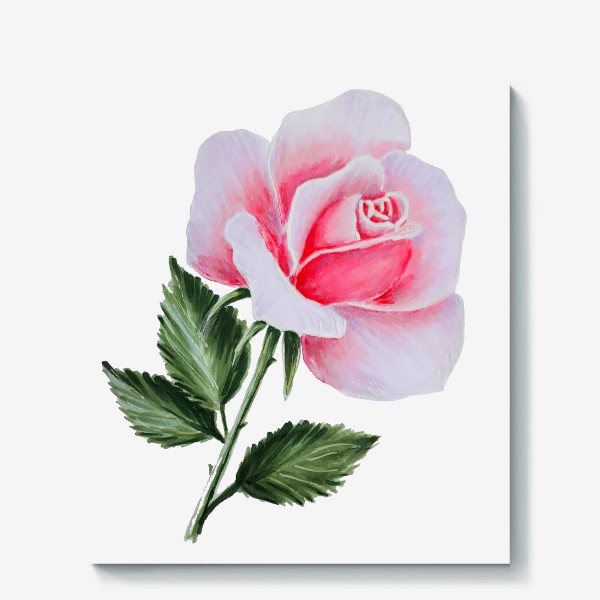 Холст &laquo;Розовая роза, живопись&raquo;