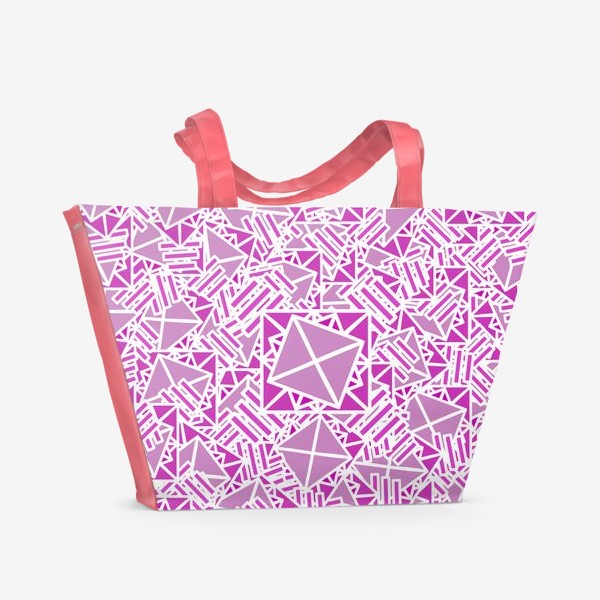 Пляжная сумка «Белая абстракция из треугольников и полос. Бесшовный фон. Иллюстрация.»