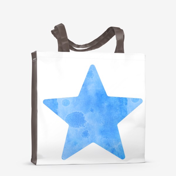Сумка-шоппер «Голубая звезда. Коллекция в стиле Бохо (Boho). Геометрические фигуры с акварельной текстурой»