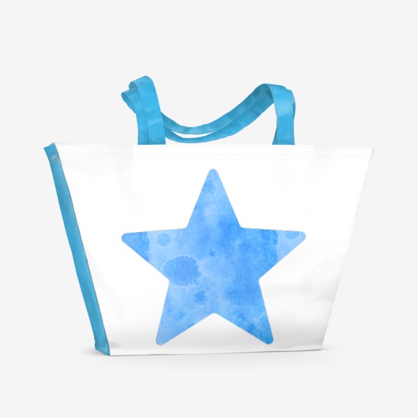 Пляжная сумка «Голубая звезда. Коллекция в стиле Бохо (Boho). Геометрические фигуры с акварельной текстурой»