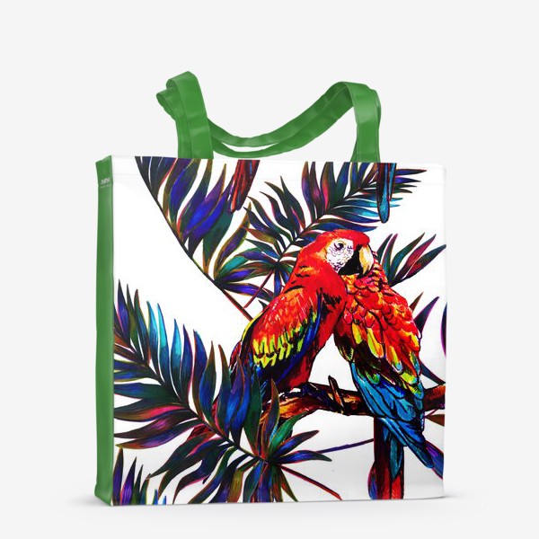 Сумка-шоппер «попугаи и пальмы»