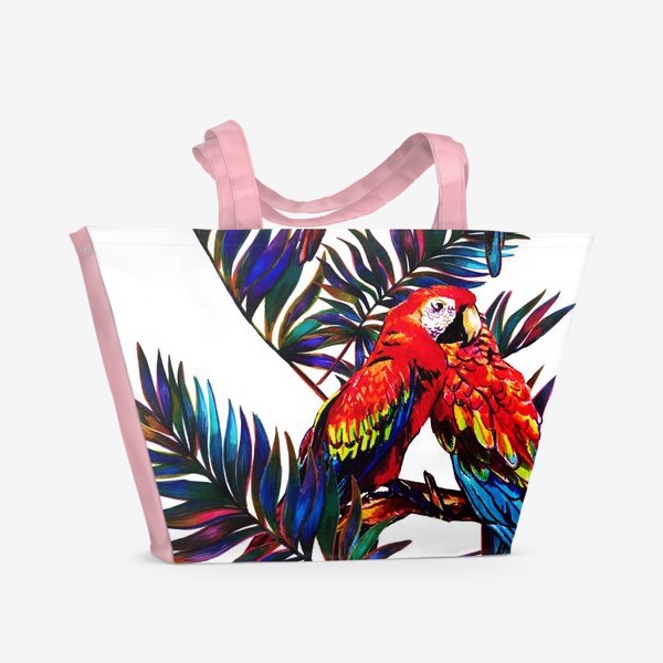 Пляжная сумка «попугаи и пальмы»