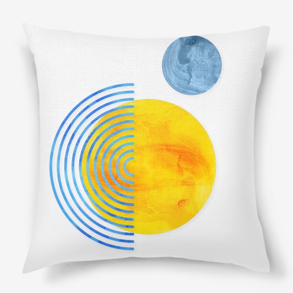 Подушка «Солнце и луна. Коллекция в стиле Бохо (Boho). Геометрические фигуры с акварельной текстурой»