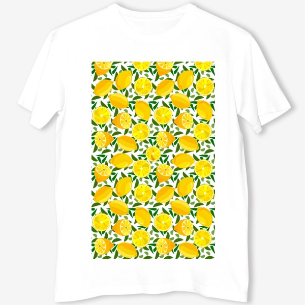Футболка «Спелые лимоны с листьями»