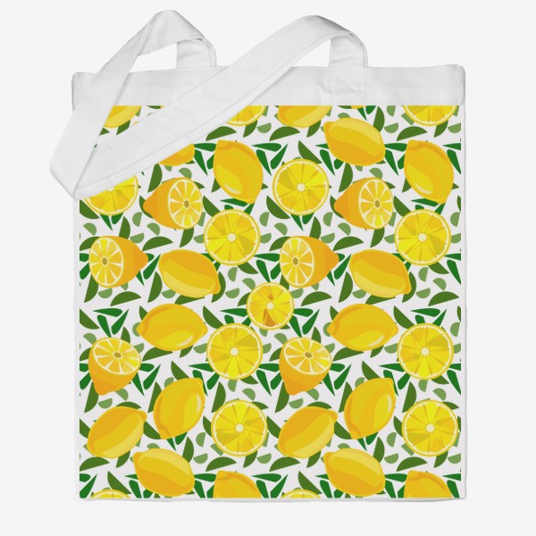 Сумка хб «Спелые лимоны с листьями»