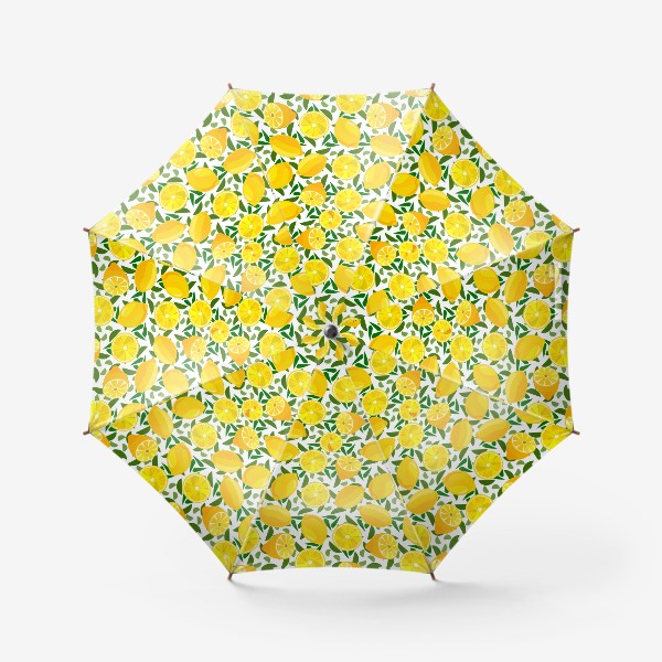 Зонт «Спелые лимоны с листьями»