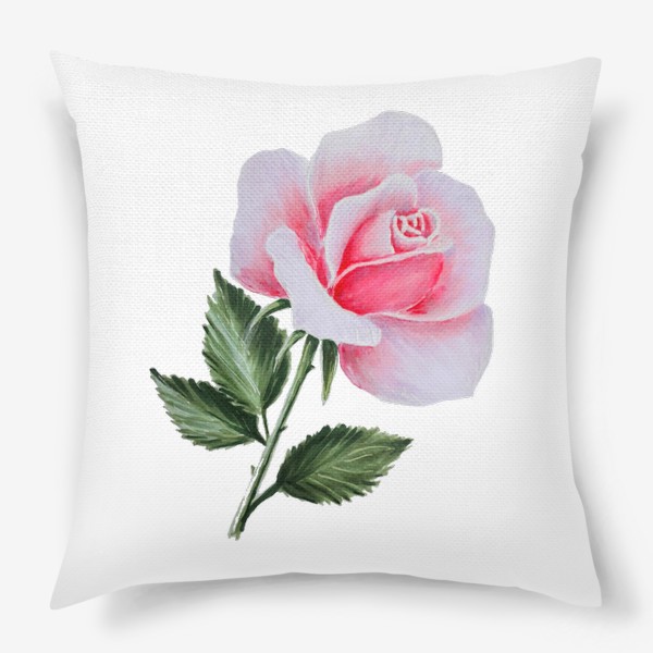 Подушка «Розовая роза, живопись»