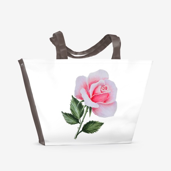 Пляжная сумка «Розовая роза, живопись»