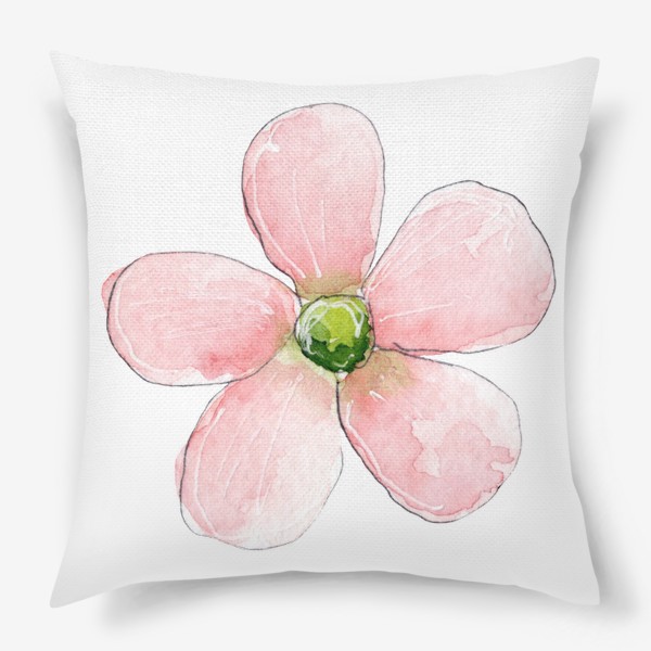 Подушка «Простой розовый цветок, Цветочный принт»