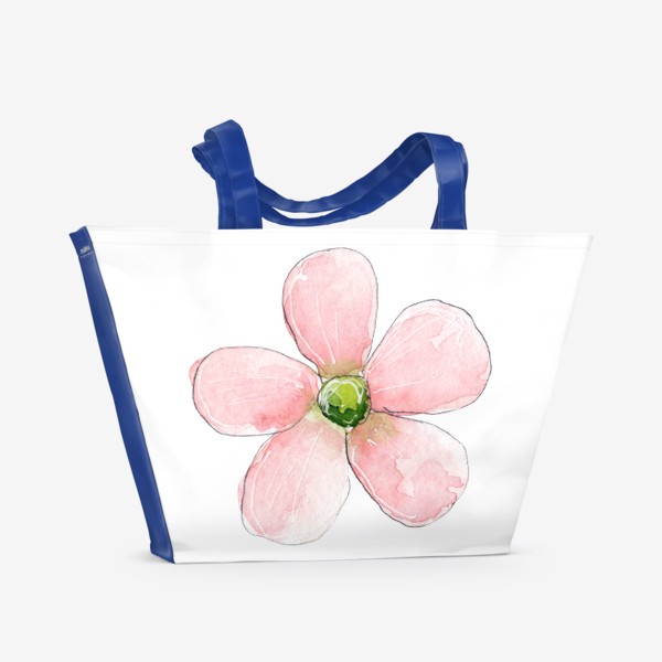 Пляжная сумка «Простой розовый цветок, Цветочный принт»