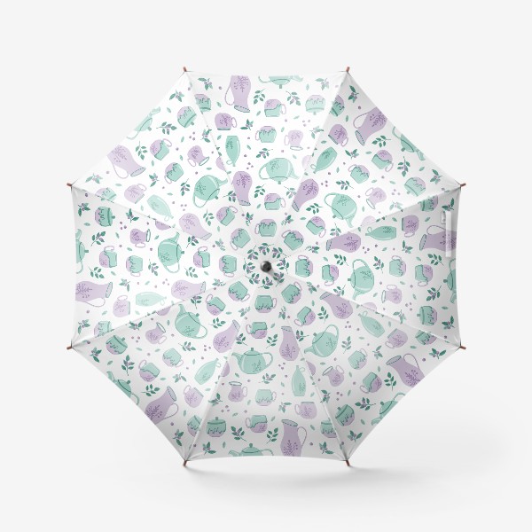 Зонт «Паттерн с керамической посудой и ягодами»