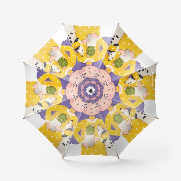 Зонт «Милая девочка с цветами и собакой»