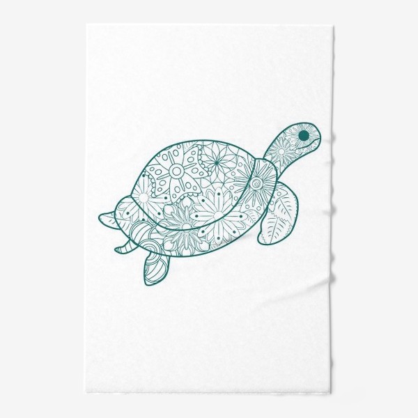 Полотенце «Черепаха с зентангл узором из цветов»