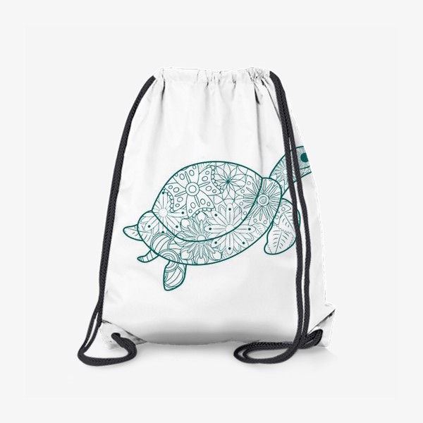 Рюкзак «Черепаха с зентангл узором из цветов»