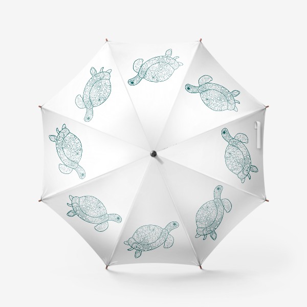 Зонт «Черепаха с зентангл узором из цветов»