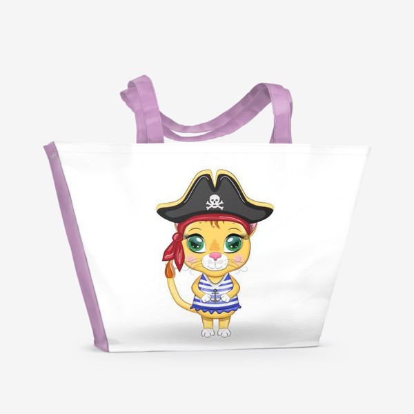 Пляжная сумка «Львица-пиратка. Лев, знак зодиака, пираты карибского моря»