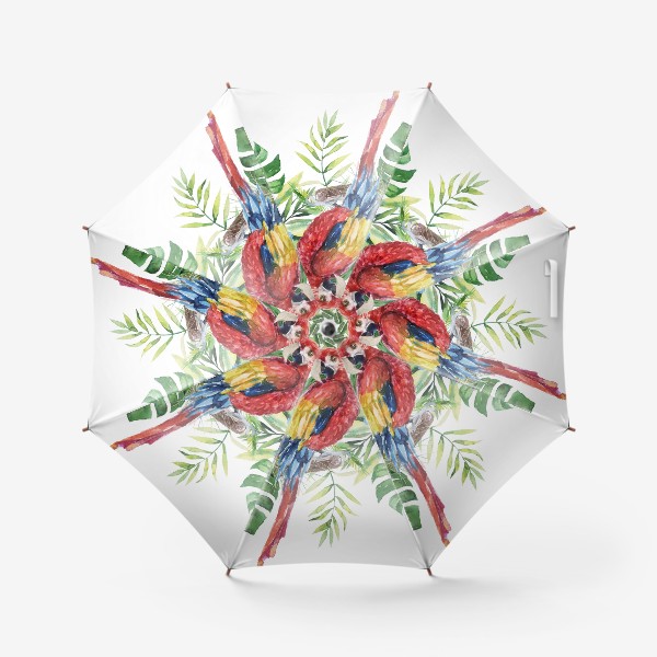 Зонт &laquo;Букет тропических цветов и пальмовых листьев акварель&raquo;