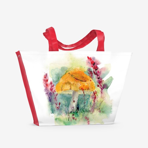 Пляжная сумка «гриб акварель»