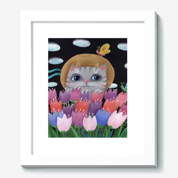Картина «Кошка в цветах»