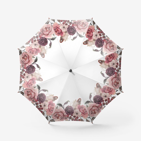 Зонт «Букет розы. Акварель»