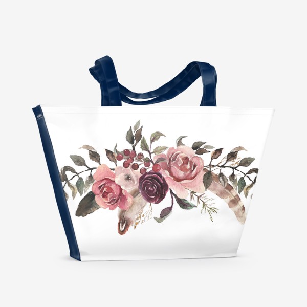 Пляжная сумка «Букет розы. Акварель»