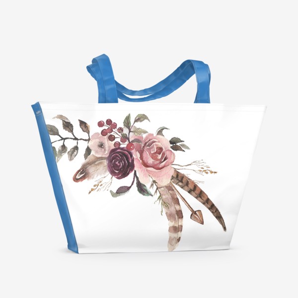 Пляжная сумка «Букет розы. Акварель»