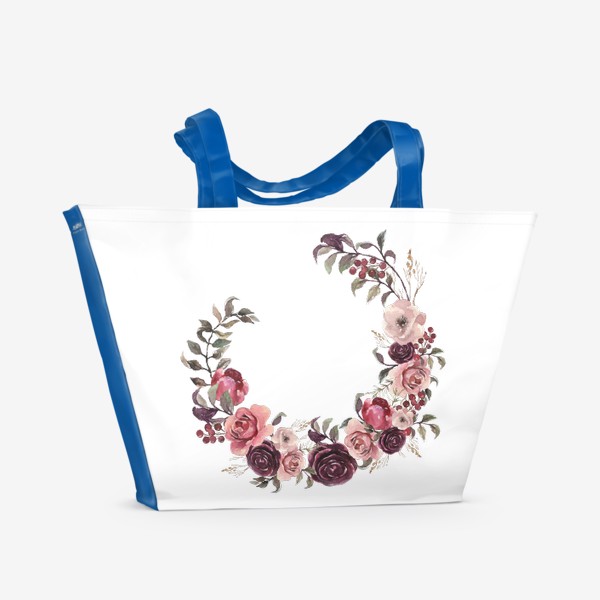 Пляжная сумка «Венок акварельных цветов»