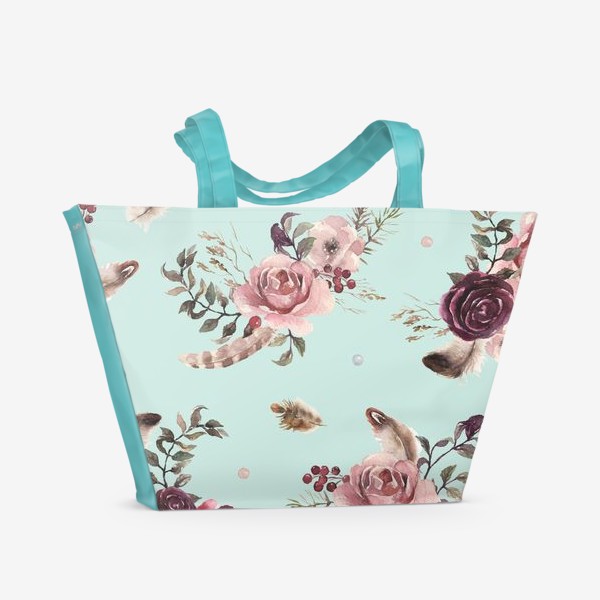 Пляжная сумка «Принт акварельные цветы.»