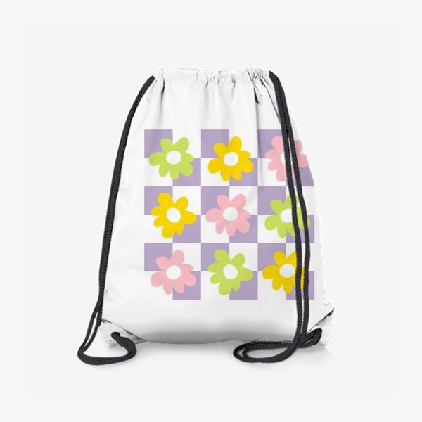 Рюкзак «Цветочки и клетка, пастель»