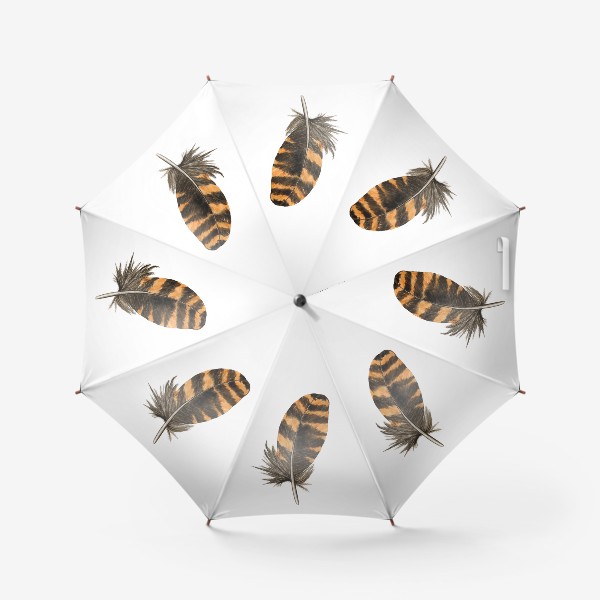 Зонт «Перо полосатое коричневое акварель»